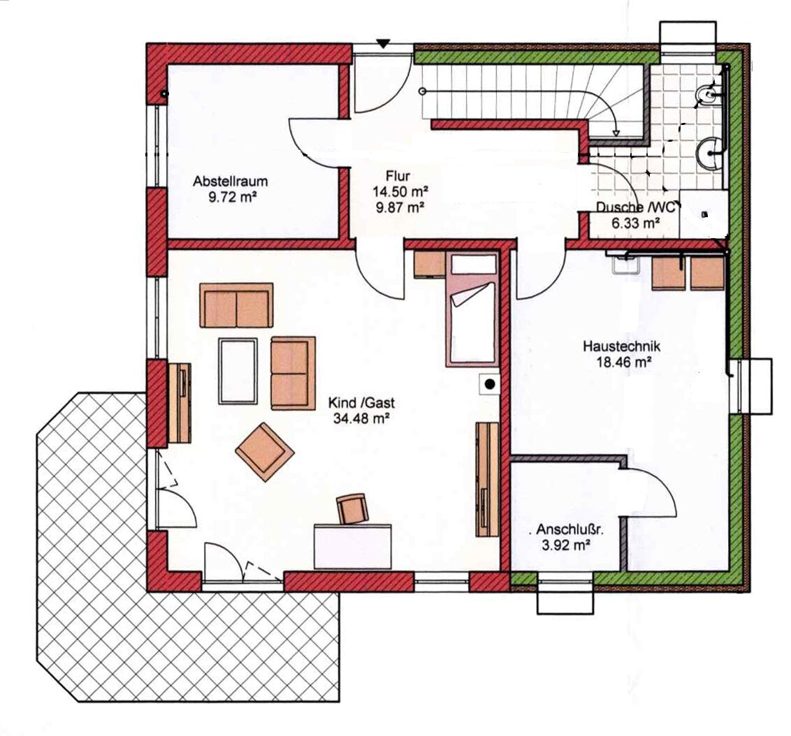 EG-Grundriss nach genehmigten Bauplan